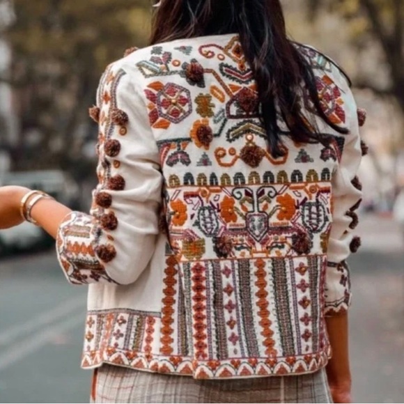 Zara Jackets & Blazers - Zara  Embroidered Pom Pom Jacket 💥 Sold 💣
